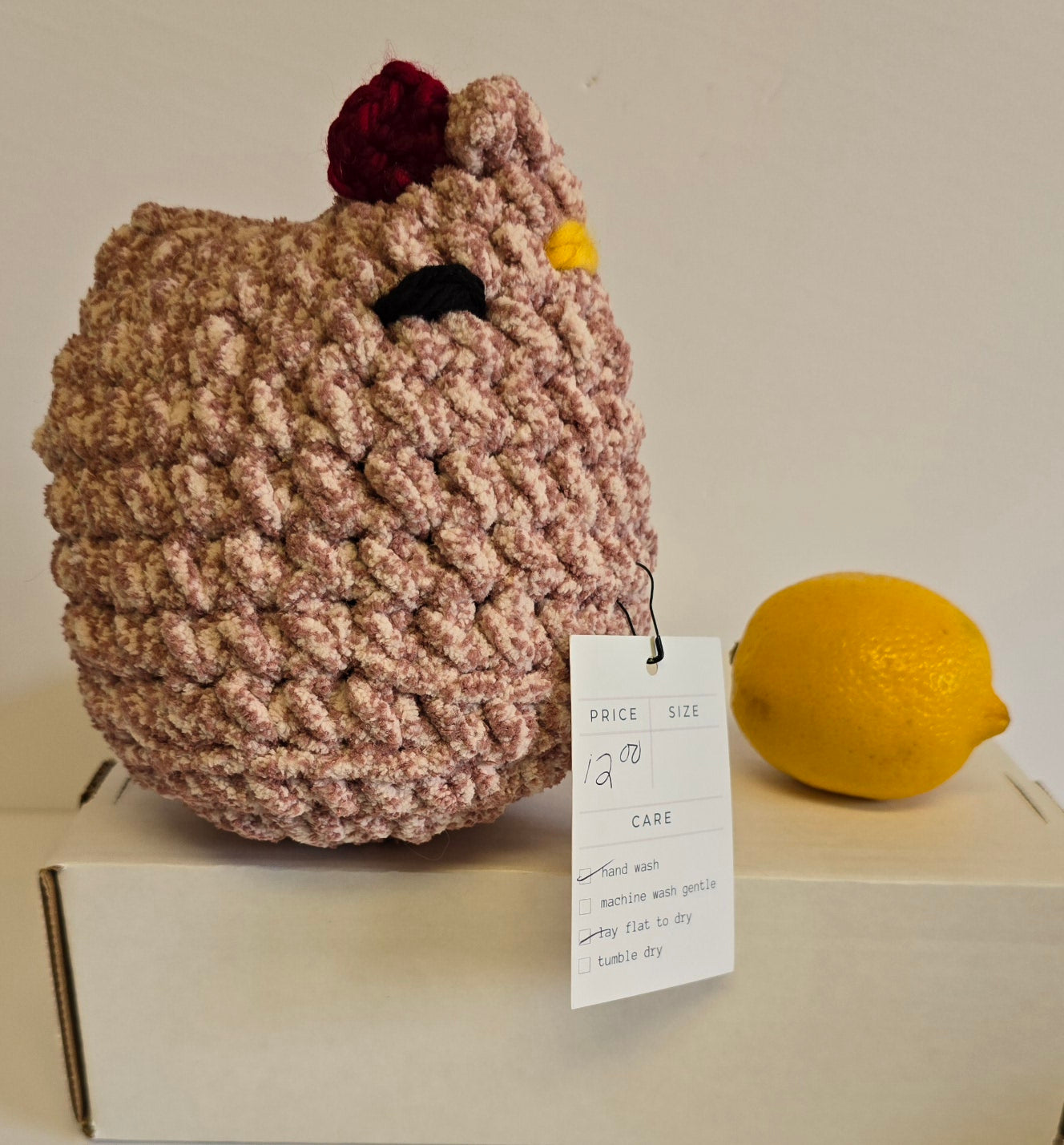 Large Pink Crochet chicken