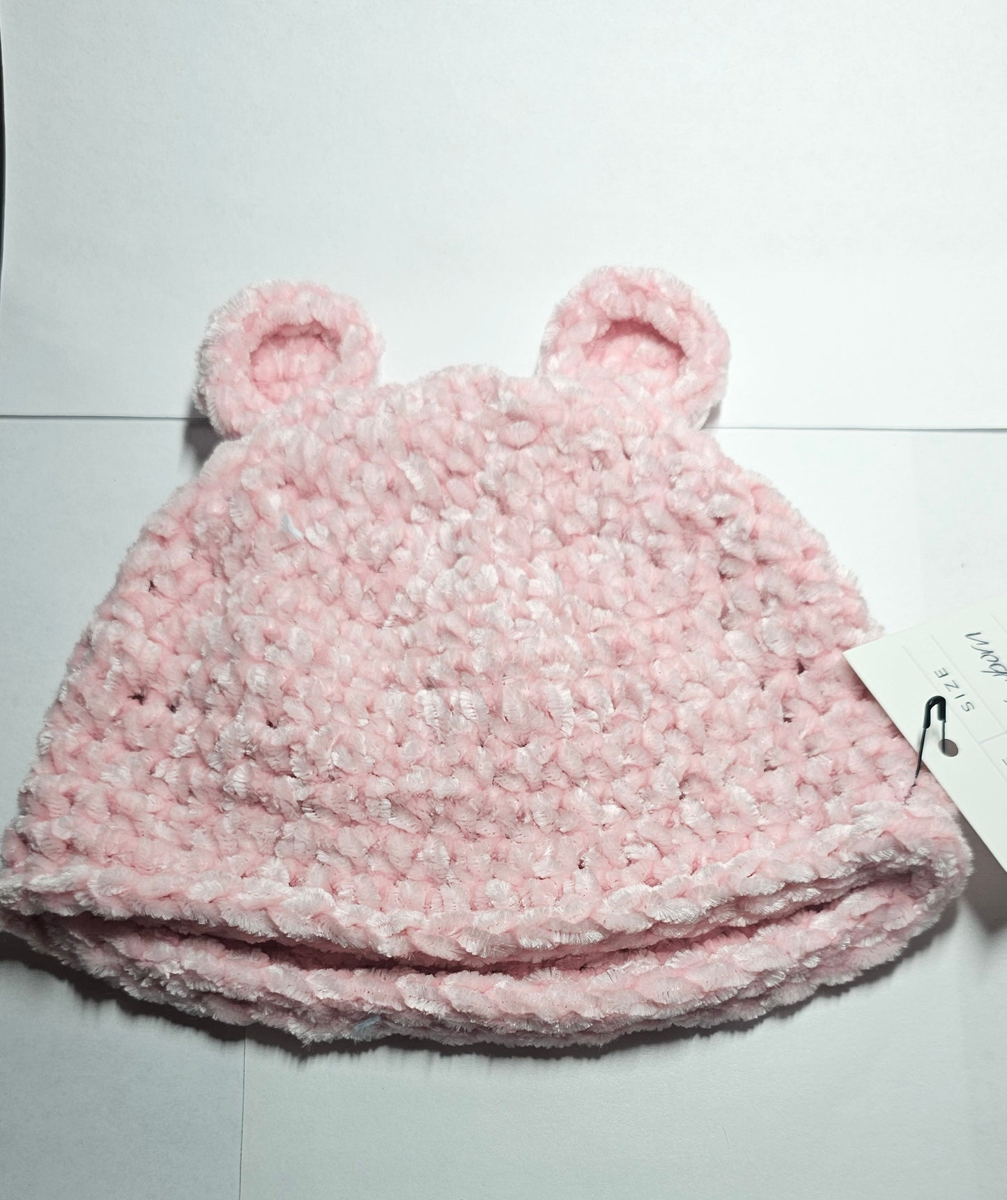 Baby Bear Velvet Pink Newborn beanie