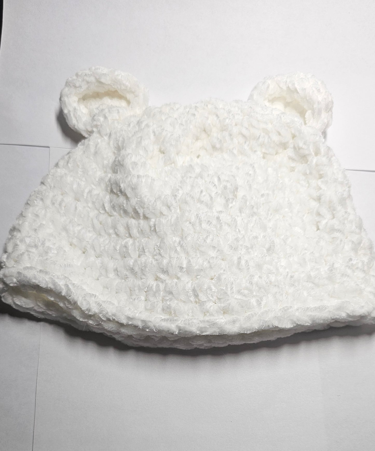 Baby Bear white Velvet Newborn beanie